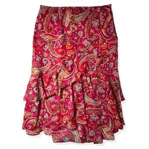 Barbie Pink Fall MIDI Chaps Women’s Paisley Ruffle Skirt Paisley Feminine Preppy